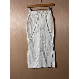 Versace Jeans Couture White Midi Skirt Women's Size 26 High Waist Made In Italy